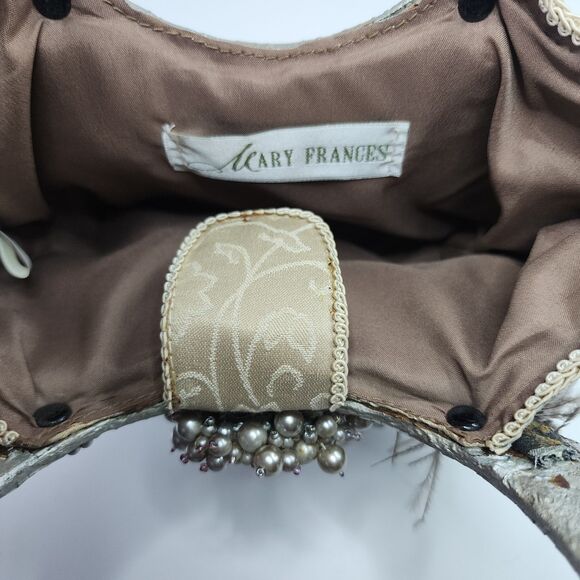 Mary Frances Beaded Quilted Silk Evening Bag Jeweled Feather Accent Purse Handba - Picture 11 of 15